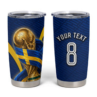 Personalized Sweden Football Trophy Tumbler Cup Golden Cup Flag Ribbon Dynamic Stripes