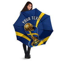 Personalized Sweden Football Trophy Umbrella Golden Cup Flag Ribbon Dynamic Stripes
