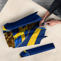 Personalized Sweden Football Trophy Umbrella Golden Cup Flag Ribbon Dynamic Stripes