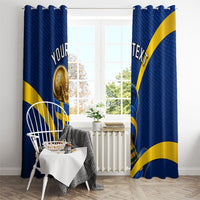 Personalized Sweden Football Trophy Window Curtain Golden Cup Flag Ribbon Dynamic Stripes