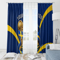 Personalized Sweden Football Trophy Window Curtain Golden Cup Flag Ribbon Dynamic Stripes