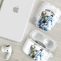 Personalized Argentina Football La Seleccion AirPods Case Watercolor Splatter World Soccer Art
