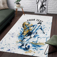 Personalized Argentina Football La Seleccion Area Rug Watercolor Splatter World Soccer Art