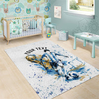 Personalized Argentina Football La Seleccion Area Rug Watercolor Splatter World Soccer Art