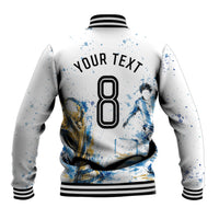 Personalized Argentina Football La Seleccion Baseball Jacket Watercolor Splatter World Soccer Art