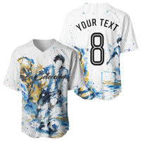 Personalized Argentina Football La Seleccion Baseball Jersey Watercolor Splatter World Soccer Art