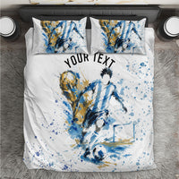 Personalized Argentina Football La Seleccion Bedding Set Watercolor Splatter World Soccer Art