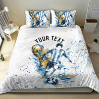 Personalized Argentina Football La Seleccion Bedding Set Watercolor Splatter World Soccer Art