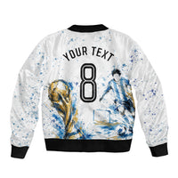 Personalized Argentina Football La Seleccion Bomber Jacket Watercolor Splatter World Soccer Art