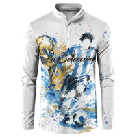 Personalized Argentina Football La Seleccion Button Sweatshirt Watercolor Splatter World Soccer Art