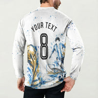 Personalized Argentina Football La Seleccion Button Sweatshirt Watercolor Splatter World Soccer Art