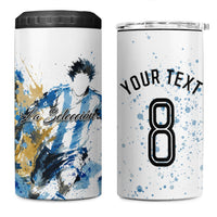 Personalized Argentina Football La Seleccion 4 in 1 Can Cooler Tumbler Watercolor Splatter World Soccer Art