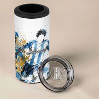 Personalized Argentina Football La Seleccion 4 in 1 Can Cooler Tumbler Watercolor Splatter World Soccer Art