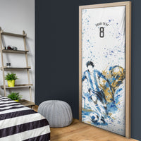 Personalized Argentina Football La Seleccion Door Cover Watercolor Splatter World Soccer Art