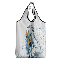 Personalized Argentina Football La Seleccion Grocery Bag Watercolor Splatter World Soccer Art