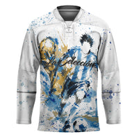 Personalized Argentina Football La Seleccion Hockey Jersey Watercolor Splatter World Soccer Art