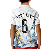Personalized Argentina Football La Seleccion Kid Polo Shirt Watercolor Splatter World Soccer Art