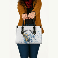 Personalized Argentina Football La Seleccion Leather Bag Watercolor Splatter World Soccer Art