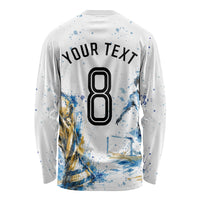 Personalized Argentina Football La Seleccion Long Sleeve Shirt Watercolor Splatter World Soccer Art