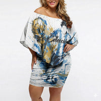 Personalized Argentina Football La Seleccion Off Shoulder Short Dress Watercolor Splatter World Soccer Art