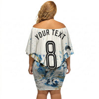Personalized Argentina Football La Seleccion Off Shoulder Short Dress Watercolor Splatter World Soccer Art