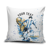 Personalized Argentina Football La Seleccion Pillow Cover Watercolor Splatter World Soccer Art