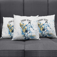 Personalized Argentina Football La Seleccion Pillow Cover Watercolor Splatter World Soccer Art