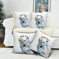 Personalized Argentina Football La Seleccion Pillow Cover Watercolor Splatter World Soccer Art