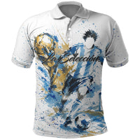 Personalized Argentina Football La Seleccion Polo Shirt Watercolor Splatter World Soccer Art