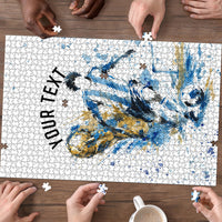 Personalized Argentina Football La Seleccion Puzzle Watercolor Splatter World Soccer Art