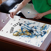 Personalized Argentina Football La Seleccion Puzzle Watercolor Splatter World Soccer Art
