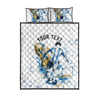 Personalized Argentina Football La Seleccion Quilt Bed Set Watercolor Splatter World Soccer Art