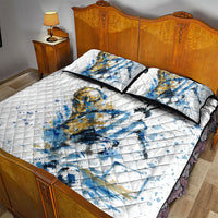 Personalized Argentina Football La Seleccion Quilt Bed Set Watercolor Splatter World Soccer Art