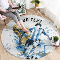 Personalized Argentina Football La Seleccion Round Carpet Watercolor Splatter World Soccer Art