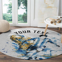 Personalized Argentina Football La Seleccion Round Carpet Watercolor Splatter World Soccer Art