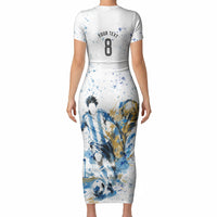 Personalized Argentina Football La Seleccion Short Sleeve Bodycon Dress Watercolor Splatter World Soccer Art