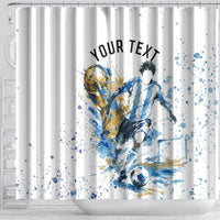 Personalized Argentina Football La Seleccion Shower Curtain Watercolor Splatter World Soccer Art