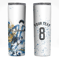 Personalized Argentina Football La Seleccion Skinny Tumbler Watercolor Splatter World Soccer Art