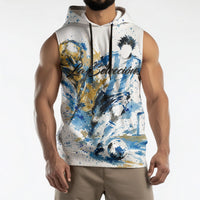 Personalized Argentina Football La Seleccion Sleeveless Hoodie Watercolor Splatter World Soccer Art