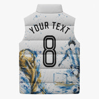 Personalized Argentina Football La Seleccion Sleeveless Puffer Jacket Watercolor Splatter World Soccer Art