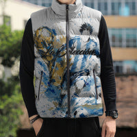 Personalized Argentina Football La Seleccion Sleeveless Puffer Jacket Watercolor Splatter World Soccer Art
