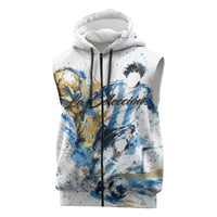 Personalized Argentina Football La Seleccion Sleeveless Zip Hoodie Watercolor Splatter World Soccer Art