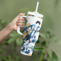 Personalized Argentina Football La Seleccion Tumbler With Handle Watercolor Splatter World Soccer Art