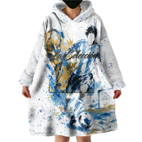Personalized Argentina Football La Seleccion Wearable Blanket Hoodie Watercolor Splatter World Soccer Art