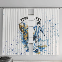 Personalized Argentina Football La Seleccion Window Curtain Watercolor Splatter World Soccer Art