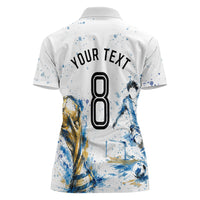 Personalized Argentina Football La Seleccion Women Polo Shirt Watercolor Splatter World Soccer Art