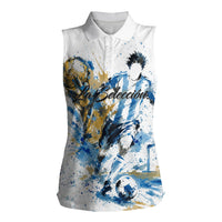 Personalized Argentina Football La Seleccion Women Sleeveless Polo Shirt Watercolor Splatter World Soccer Art