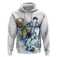Personalized Argentina Football La Seleccion Zip Hoodie Watercolor Splatter World Soccer Art