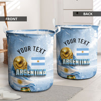 Personalized Argentina Football Champion Trophy Laundry Basket Flag Soccer Fan Graphic
