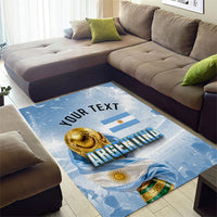 Personalized Argentina Football Champion Trophy Area Rug Flag Soccer Fan Graphic